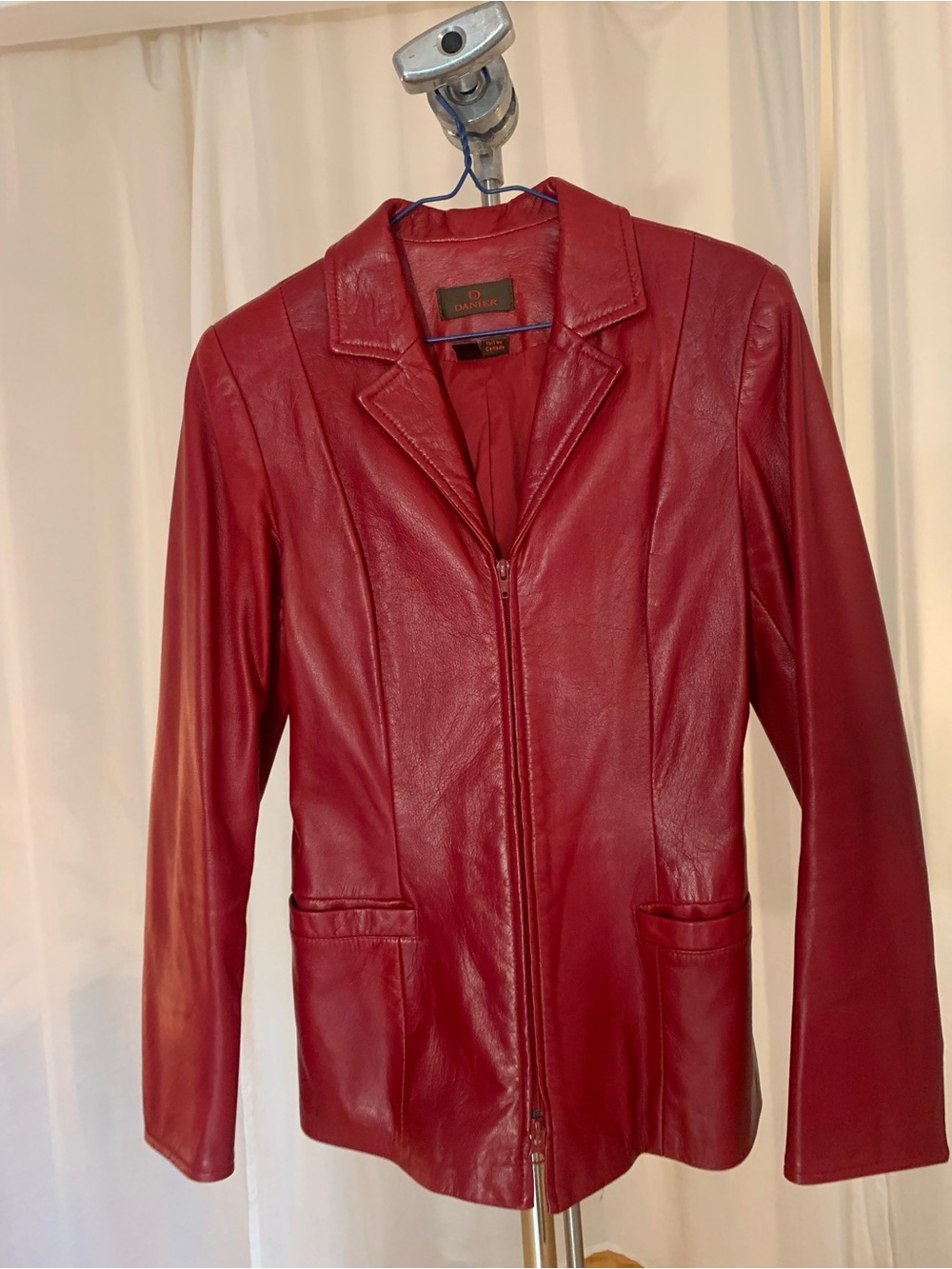 Women's Red Leather Blazer Jacket DANIER